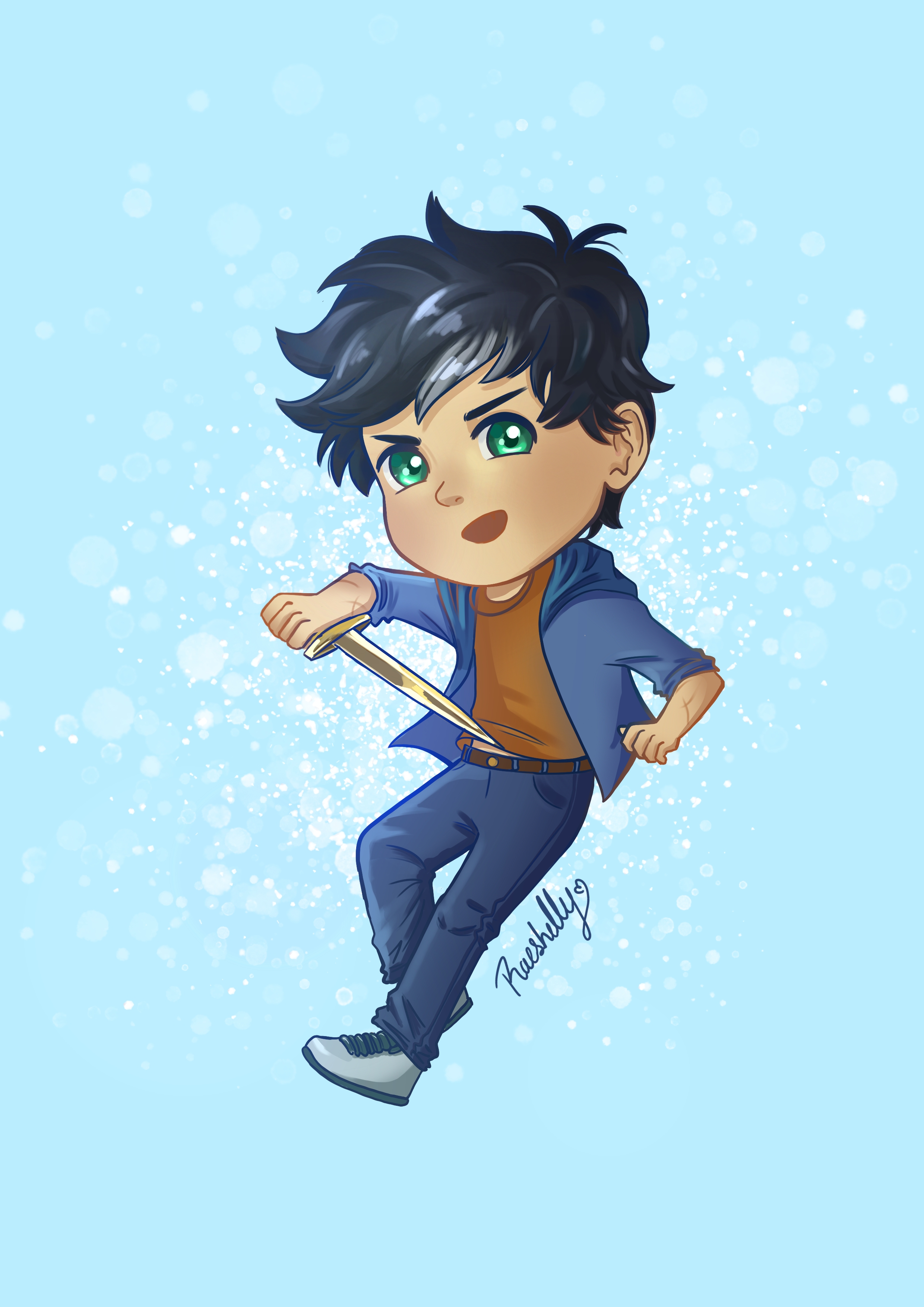 Fanart basado en el estilo Chibi de Percy Jackson, basado en el aspecto y personalidad mostrado en los libros de Rick Riordan. 2024