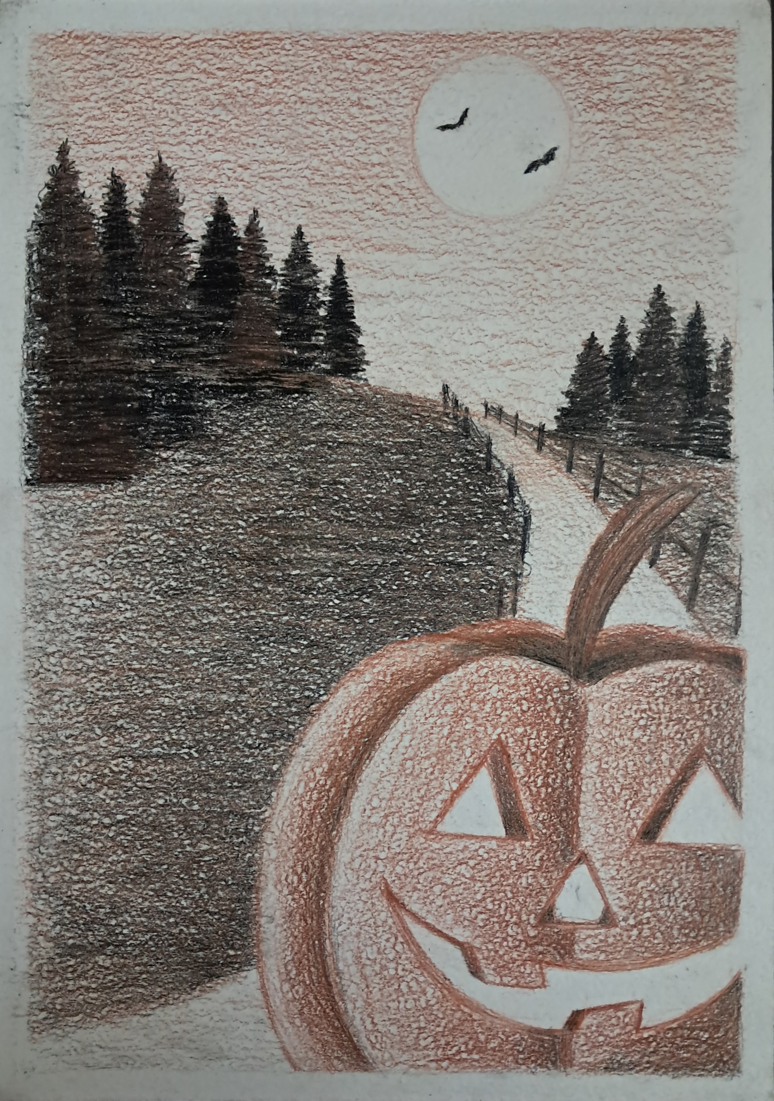 “Halloween” Técnica de carbon y sepia. 2022