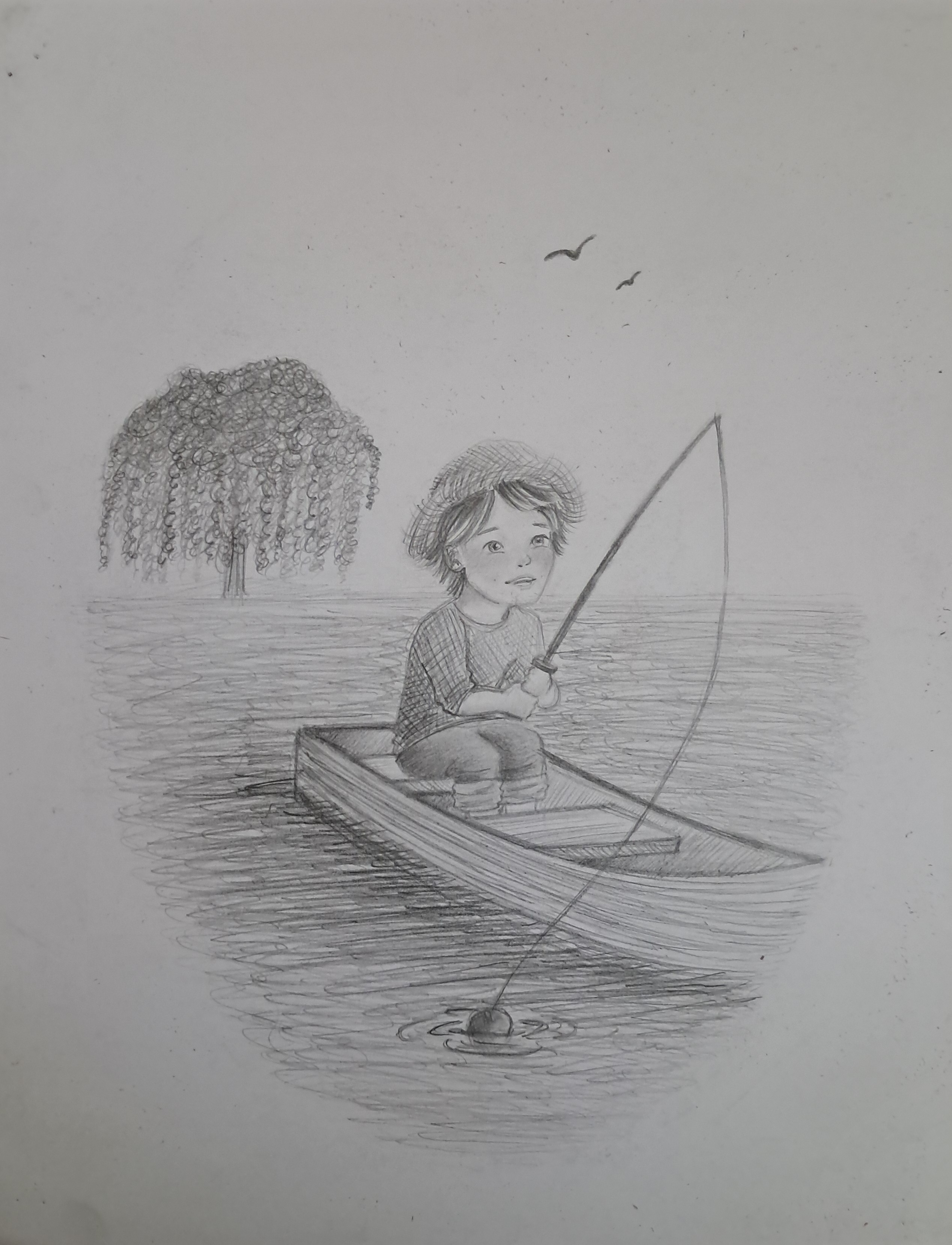Ilustración Infantil. Técnica de lapices grafito. 2022
